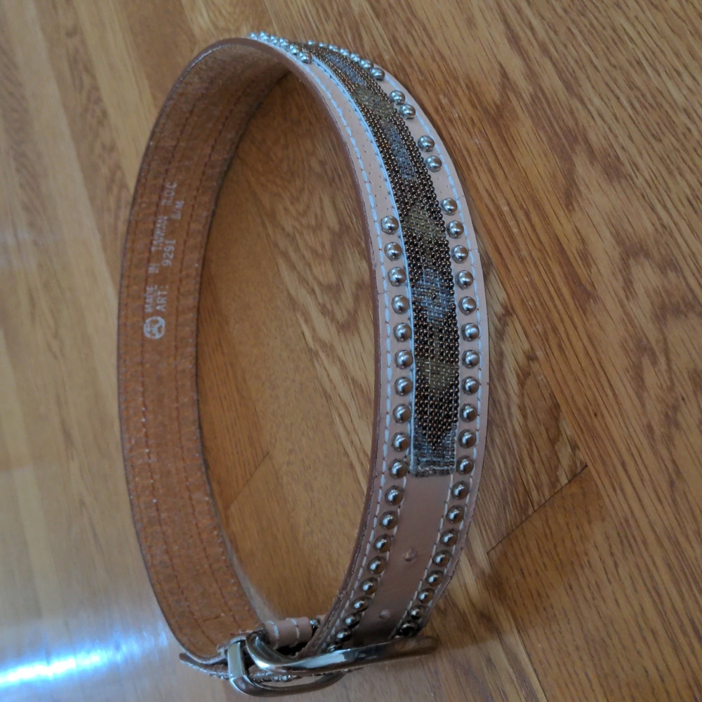 Vintage blingy belt S/M cream silver copper flaws coastal cowgirl Wester…